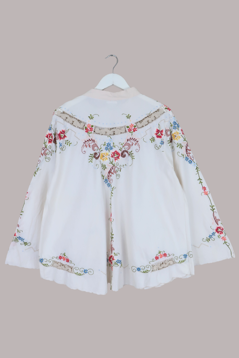 Emmeline Vintage Tablecloth Jacket in Climbing Hibiscus