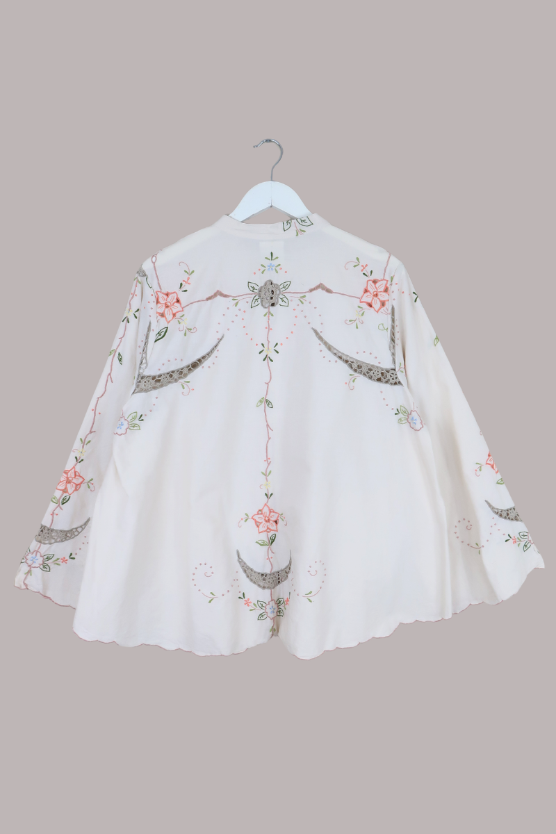 Emmeline Vintage Tablecloth Jacket in Apricot Blossom