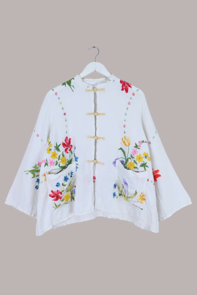 Emmeline Vintage Tablecloth Jacket in Bouquet Of Lillies