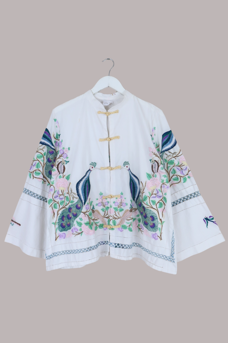 Emmeline Vintage Tablecloth Jacket in Pride of the Peacock