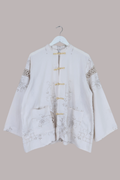 Emmeline Vintage Tablecloth Jacket in Parchment Clovers