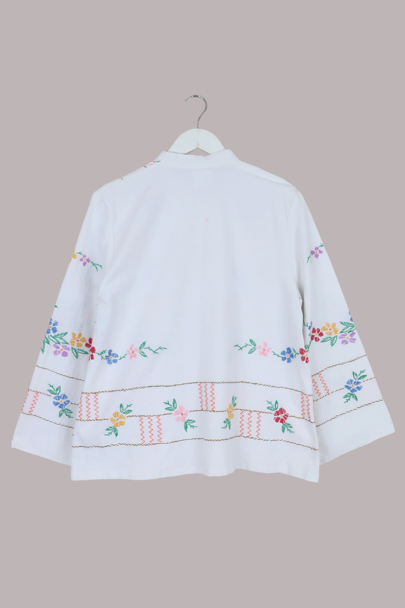 Emmeline Vintage Tablecloth Jacket in Paintbox Daisies