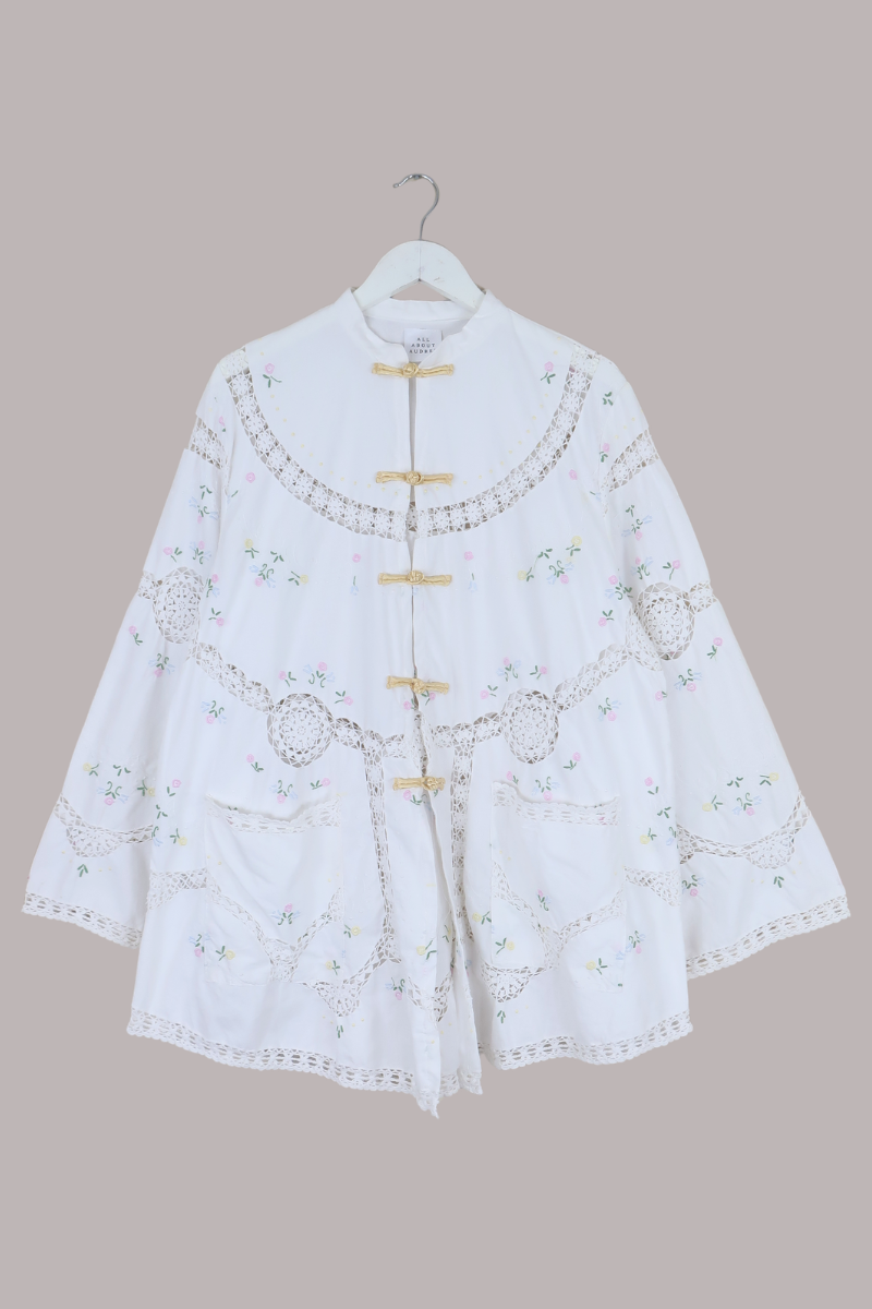 Emmeline Vintage Tablecloth Jacket in Confetti Florals