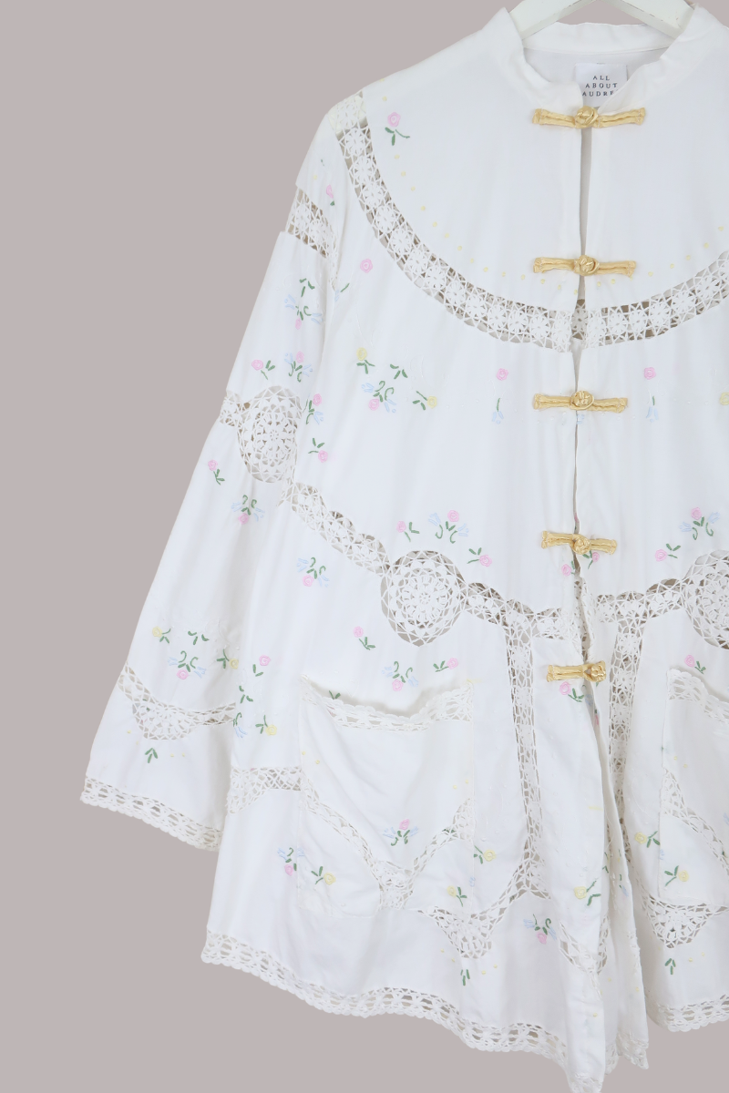Emmeline Vintage Tablecloth Jacket in Confetti Florals