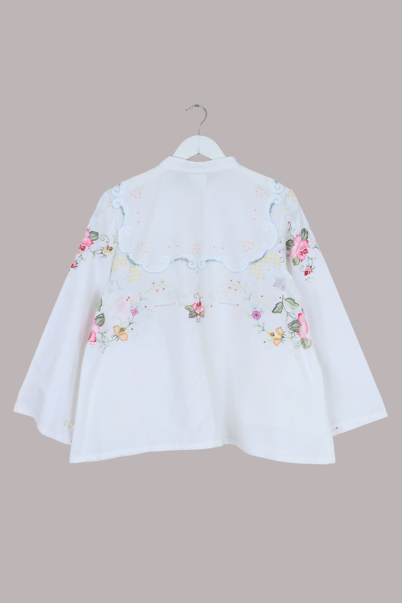 Emmeline Vintage Tablecloth Jacket in Blush Roses