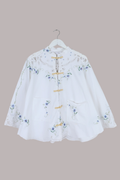 Emmeline Vintage Tablecloth Jacket in Forget-Me-Not Cross Stitch