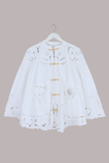 Emmeline Vintage Tablecloth Jacket in White Camelia