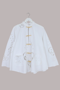 Emmeline Vintage Tablecloth Jacket in Salt White Florals