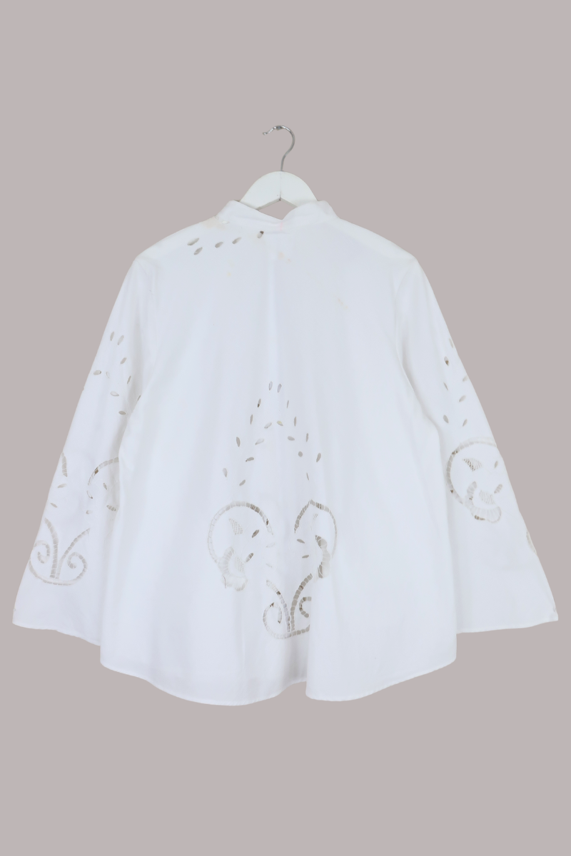 Emmeline Vintage Tablecloth Jacket in Salt White Florals