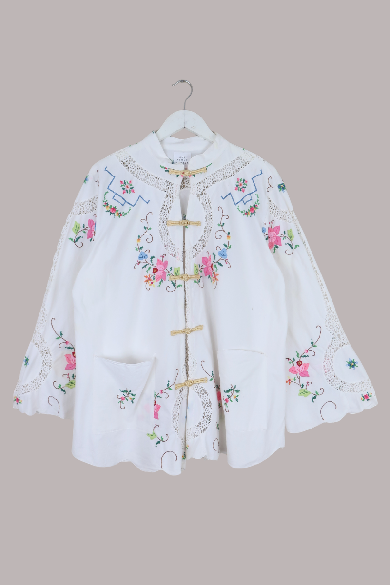 Emmeline Vintage Tablecloth Jacket in Midsommar Florals