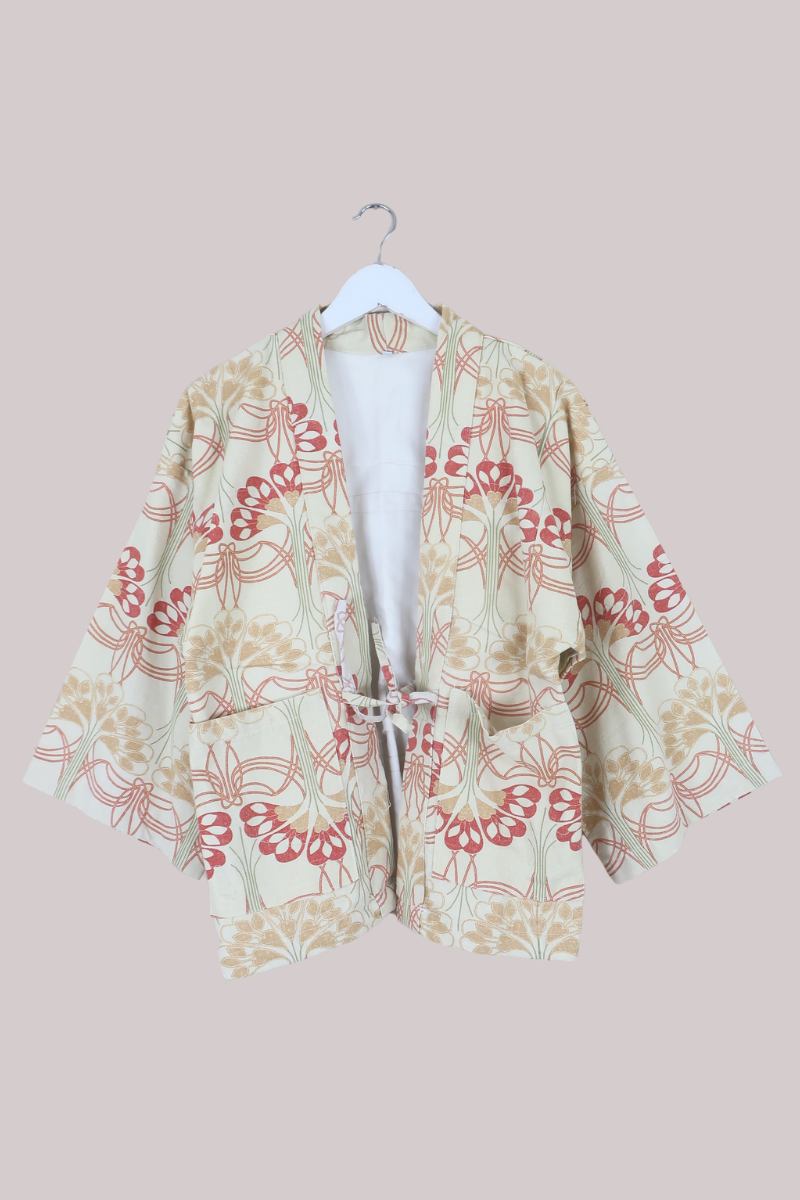 Emmeline Vintage Curtain Jacket in Abstract Fans