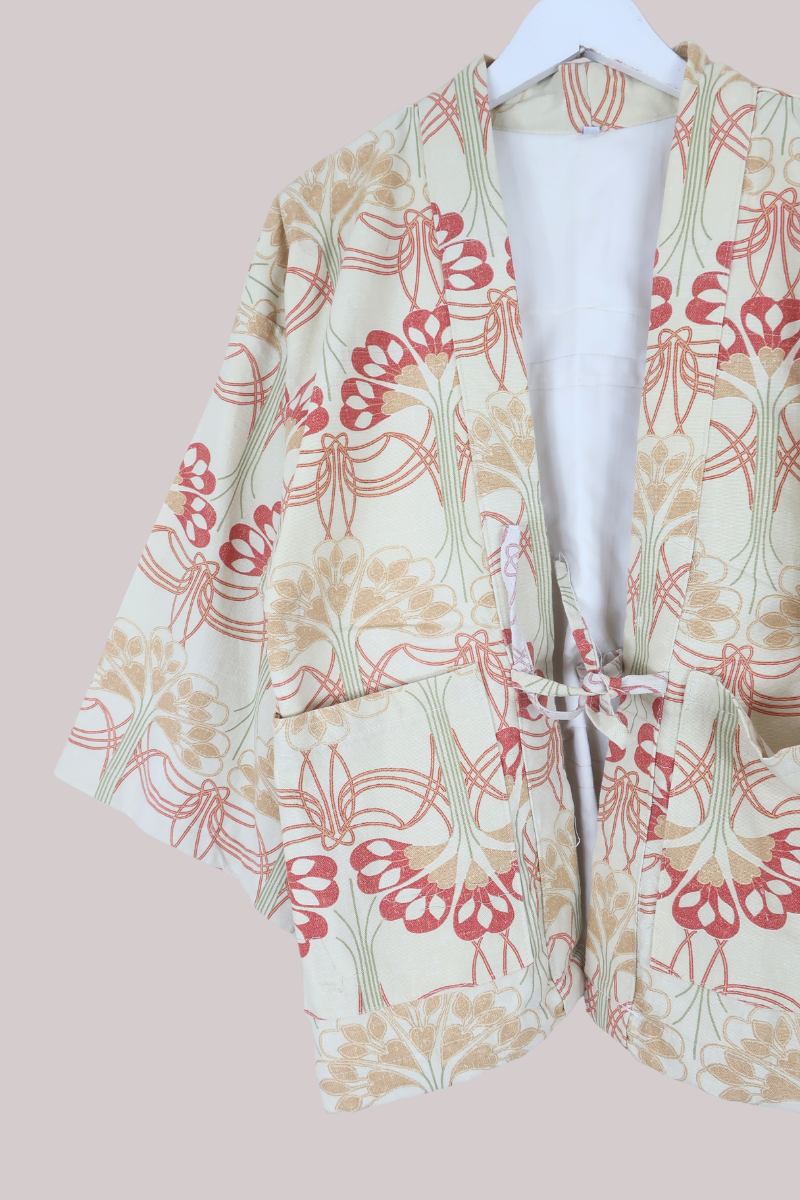 Emmeline Vintage Curtain Jacket in Abstract Fans