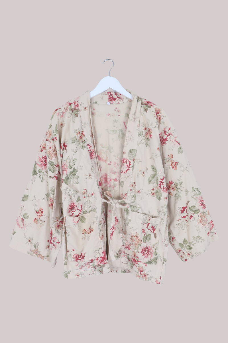 Emmeline Vintage Curtain Jacket in Antique French Roses