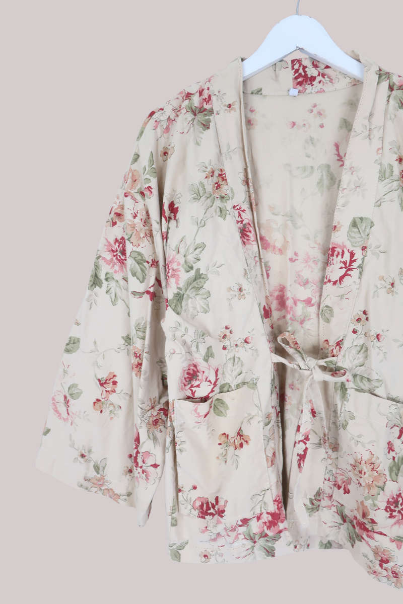 Emmeline Vintage Curtain Jacket in Antique French Roses