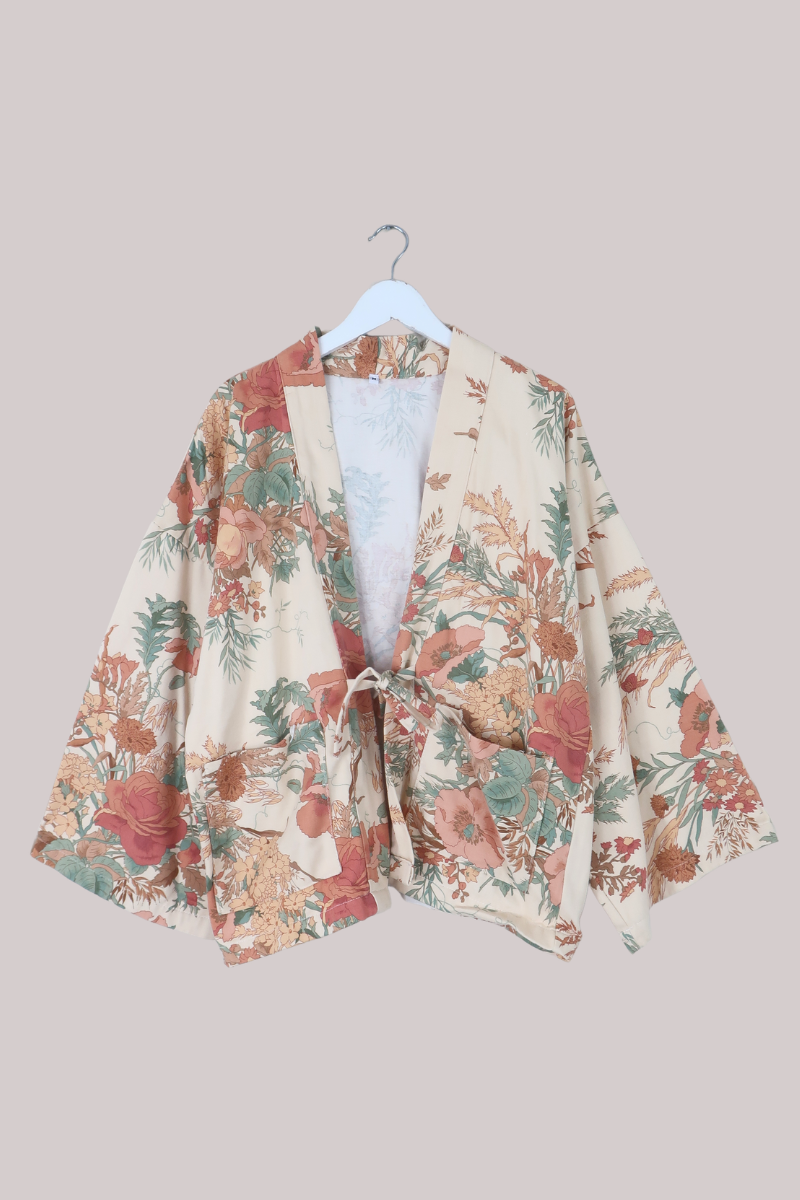 Emmeline Vintage Curtain Jacket in Autumn Afternoon Poppies