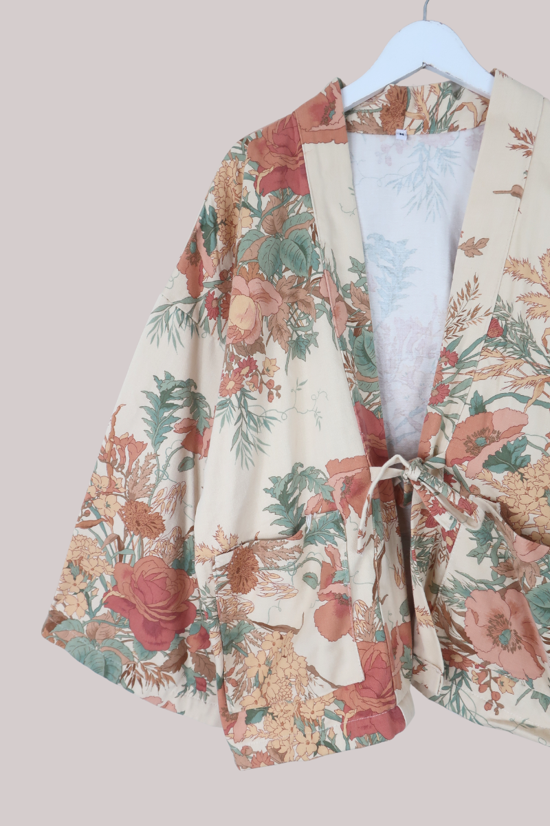 Emmeline Vintage Curtain Jacket in Autumn Afternoon Poppies