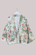 Emmeline Vintage Curtain Jacket in Bamboo & Pink Dahlias