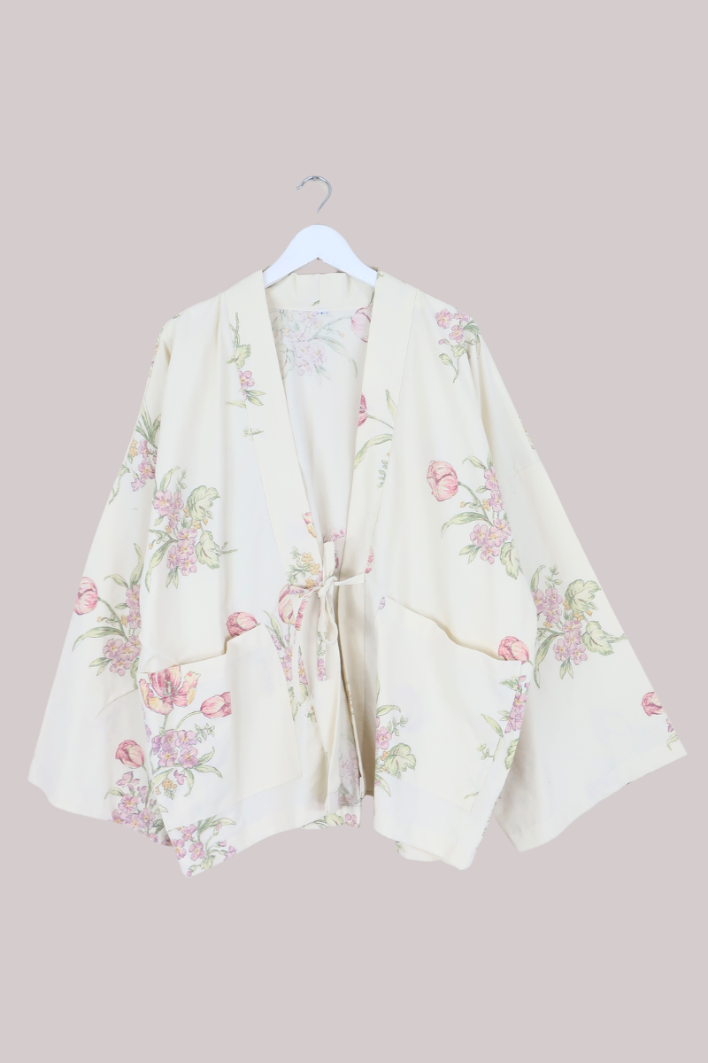 Emmeline Vintage Curtain Jacket in Blossoming Tulips