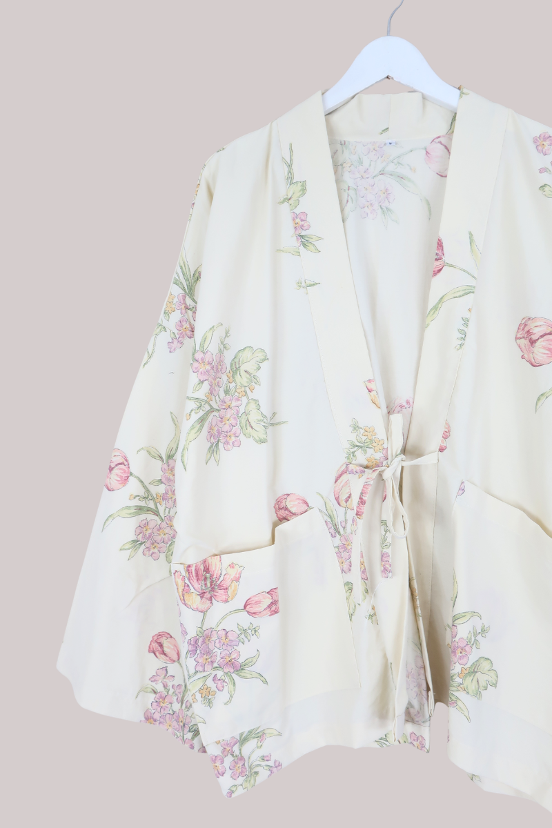 Emmeline Vintage Curtain Jacket in Blossoming Tulips