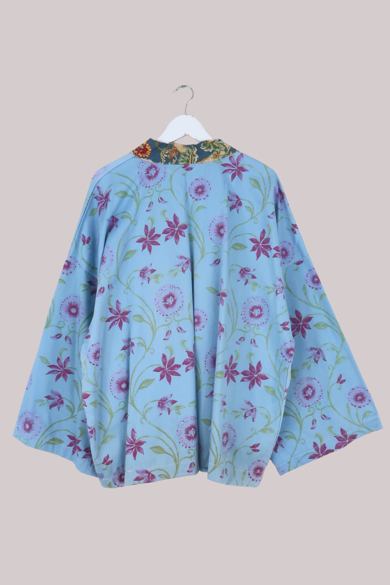 Emmeline Vintage Curtain Jacket in Blue Dandelions