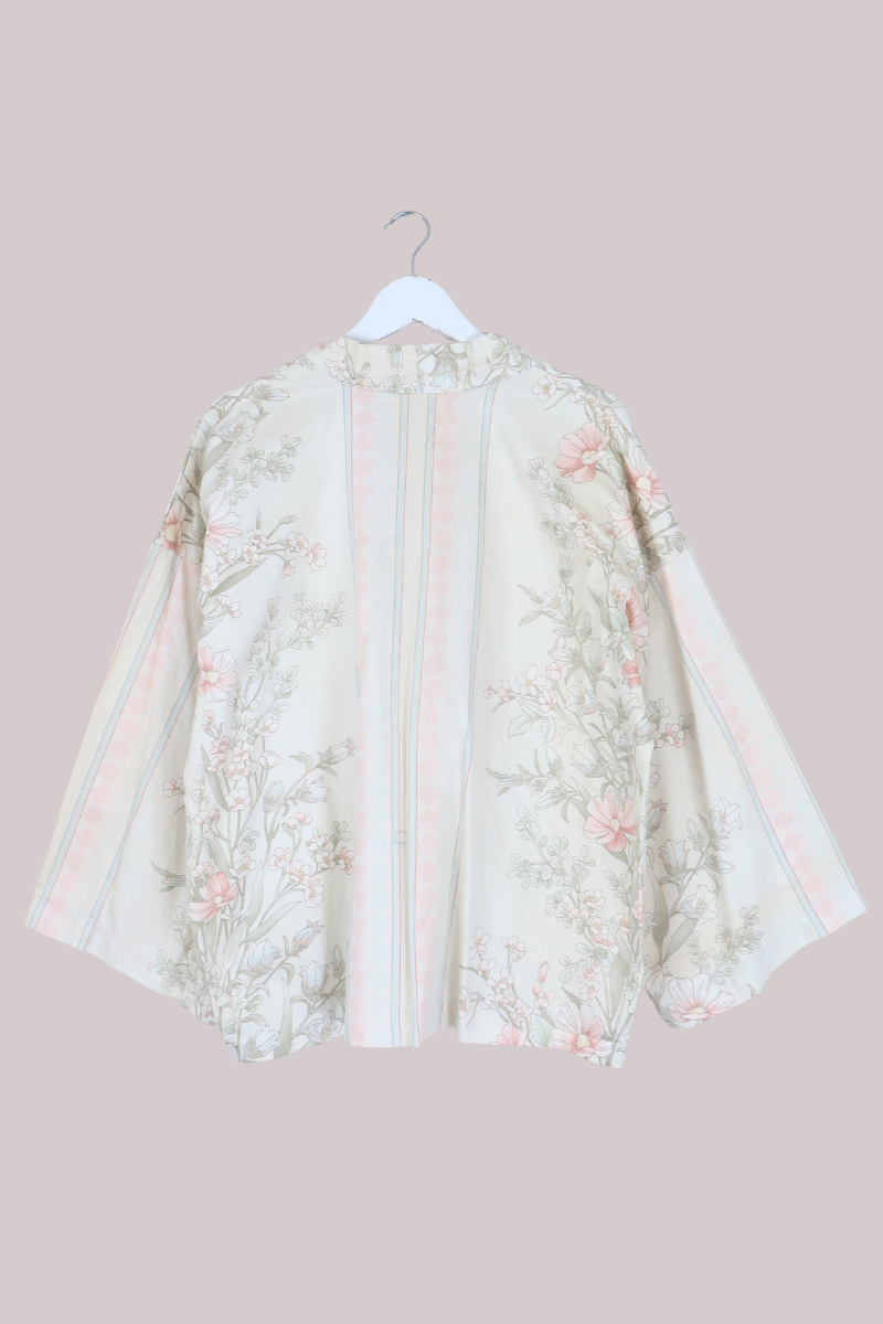 Emmeline Vintage Curtain Jacket in Chalk White Stripes