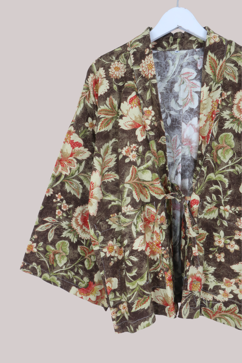 Emmeline Vintage Curtain Jacket in Cocoa Brown