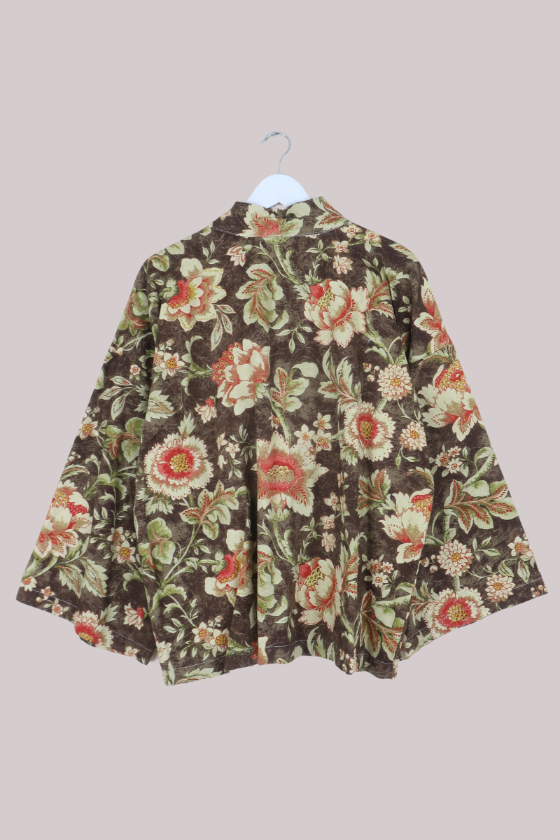 Emmeline Vintage Curtain Jacket in Cocoa Brown
