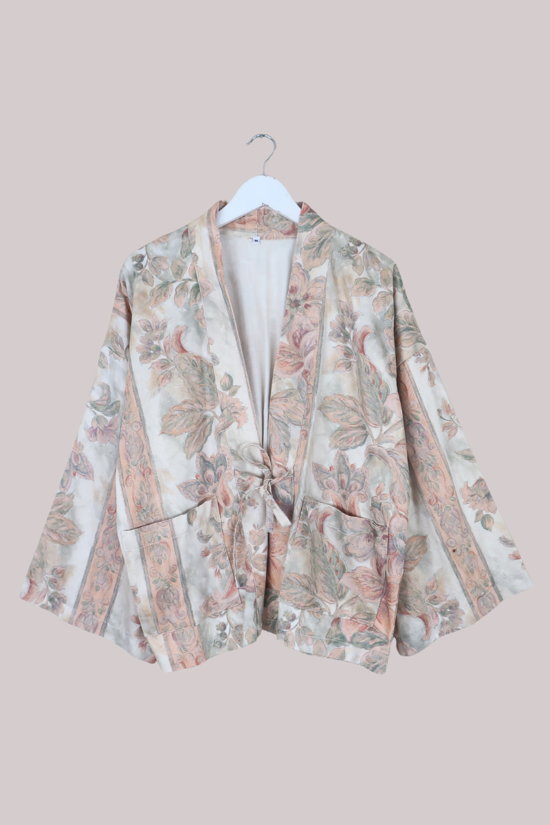 Emmeline Vintage Curtain Jacket in Faded Apricot Stripe