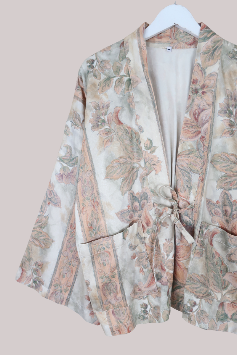 Emmeline Vintage Curtain Jacket in Faded Apricot Stripe