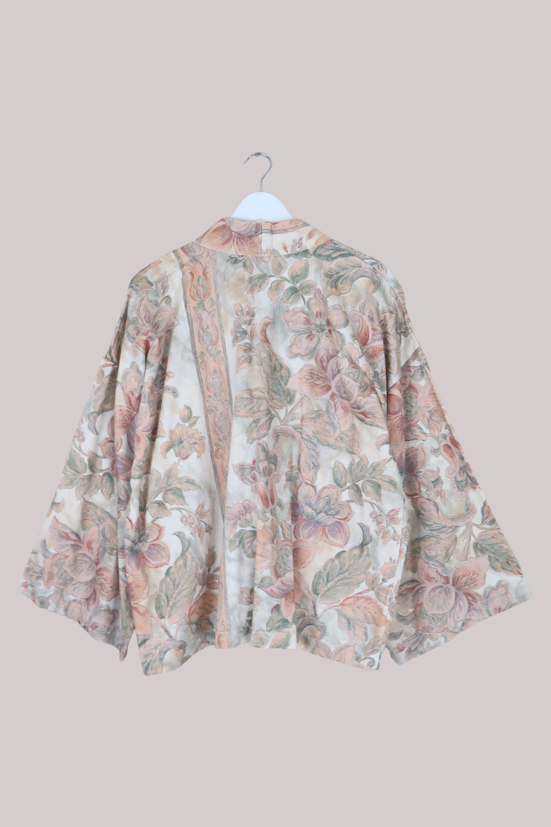 Emmeline Vintage Curtain Jacket in Faded Apricot Stripe