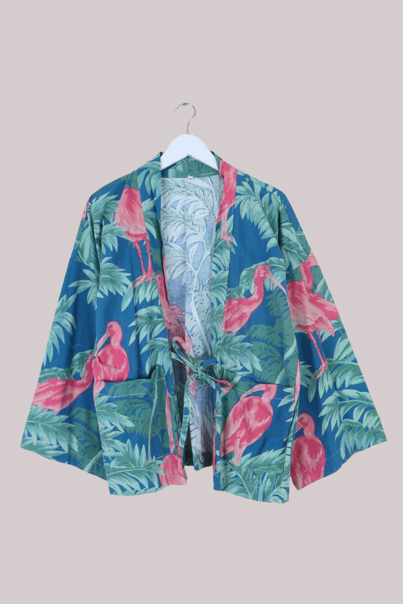Emmeline Vintage Curtain Jacket in Florida Flamingos