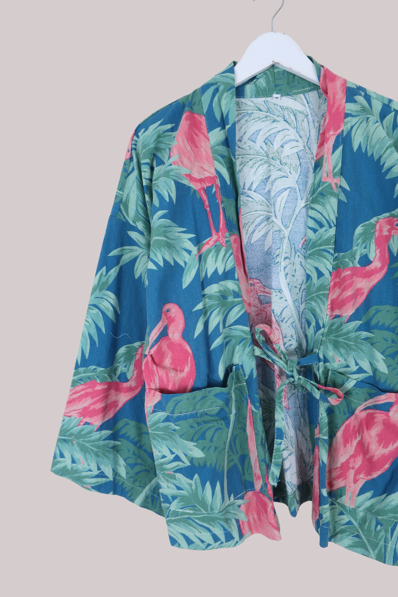 Emmeline Vintage Curtain Jacket in Florida Flamingos