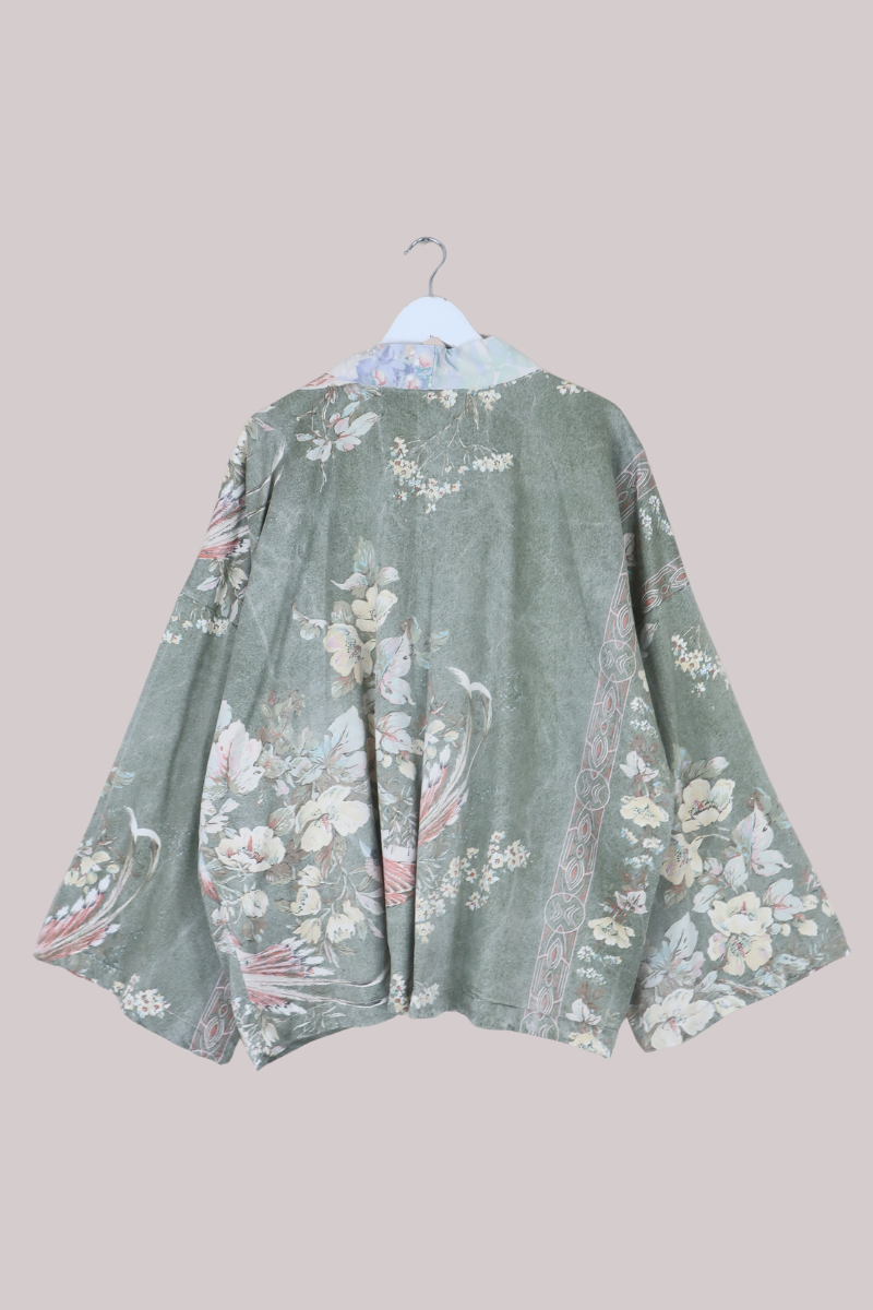 Emmeline Vintage Curtain Jacket in Lake Green Watercolour