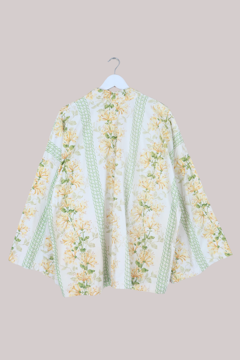 Emmeline Vintage Curtain Jacket in Lemon Yellow Lillies