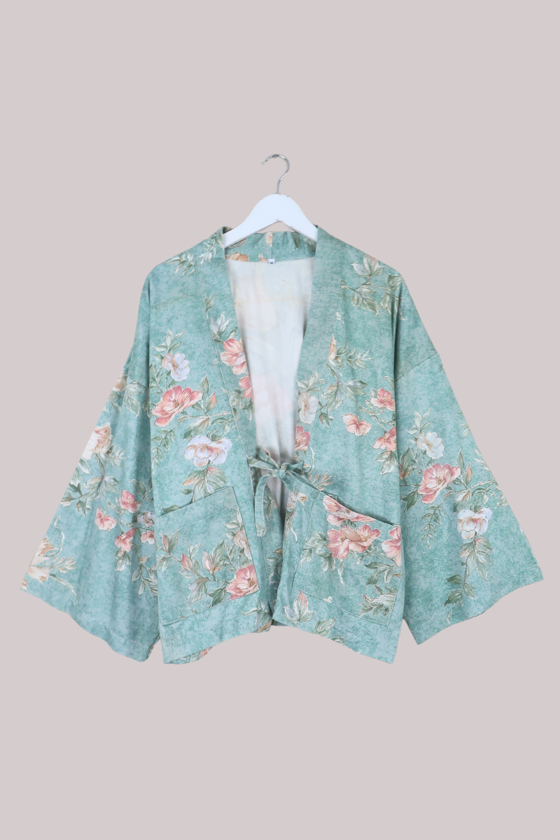 Emmeline Vintage Curtain Jacket in Lilypad Pond Blue