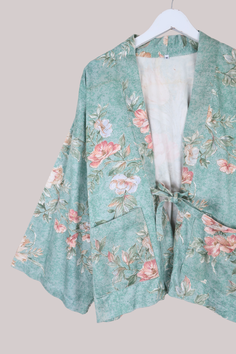 Emmeline Vintage Curtain Jacket in Lilypad Pond Blue