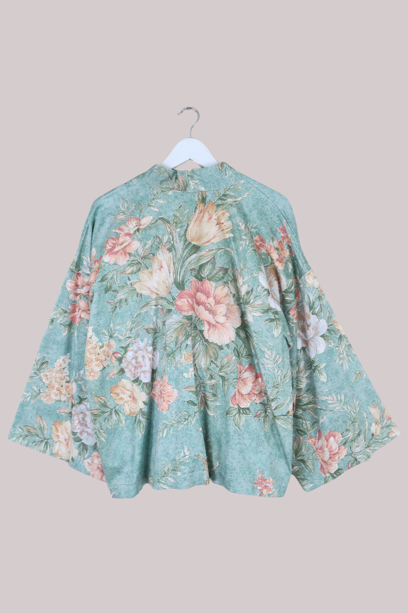 Emmeline Vintage Curtain Jacket in Lilypad Pond Blue