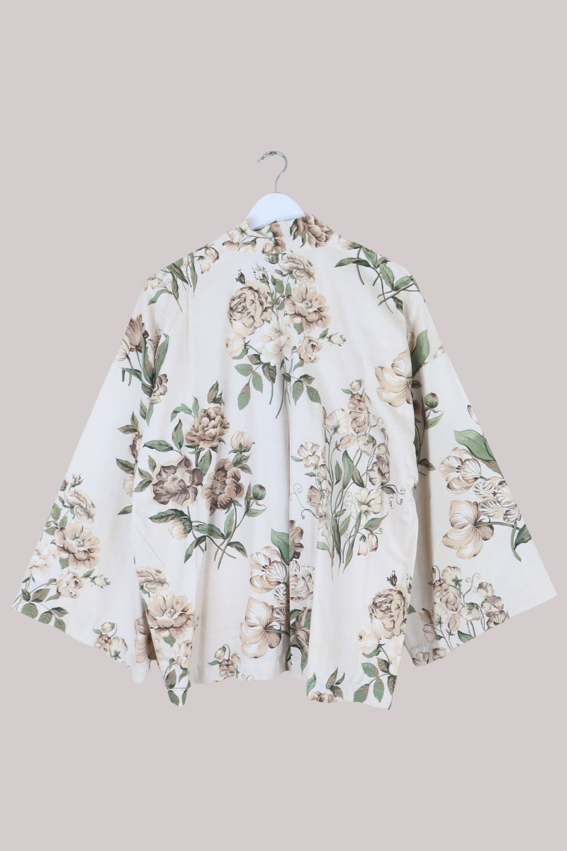 Emmeline Vintage Curtain Jacket in Milk White Magnolias