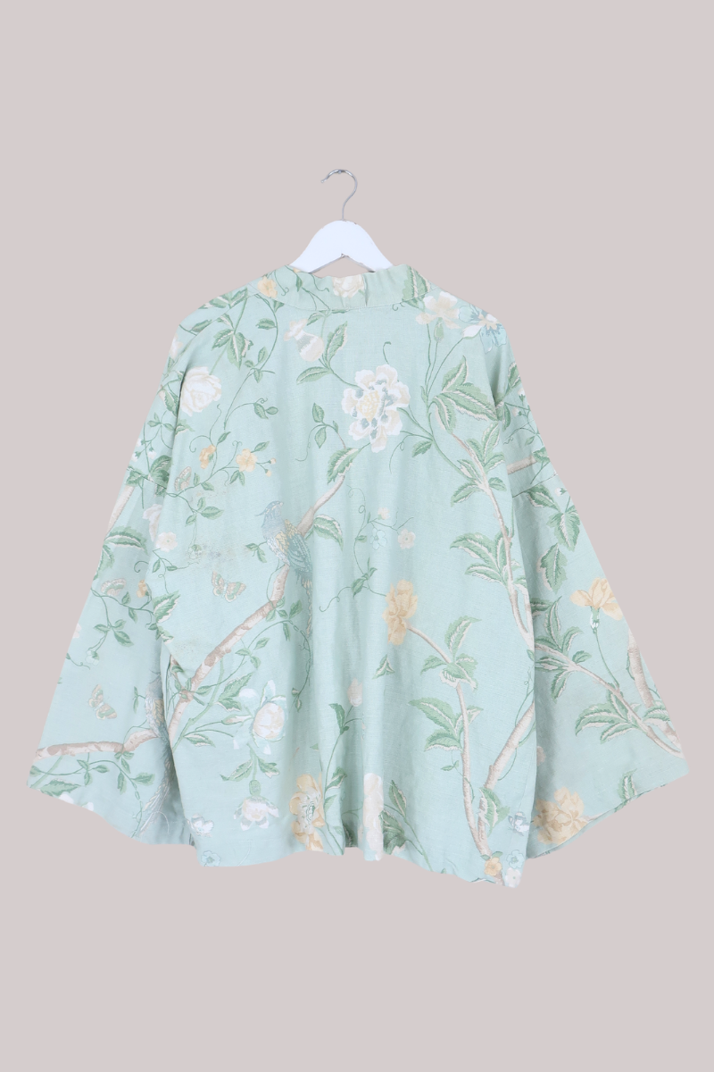 Emmeline Vintage Curtain Jacket in Mint Green Botanical