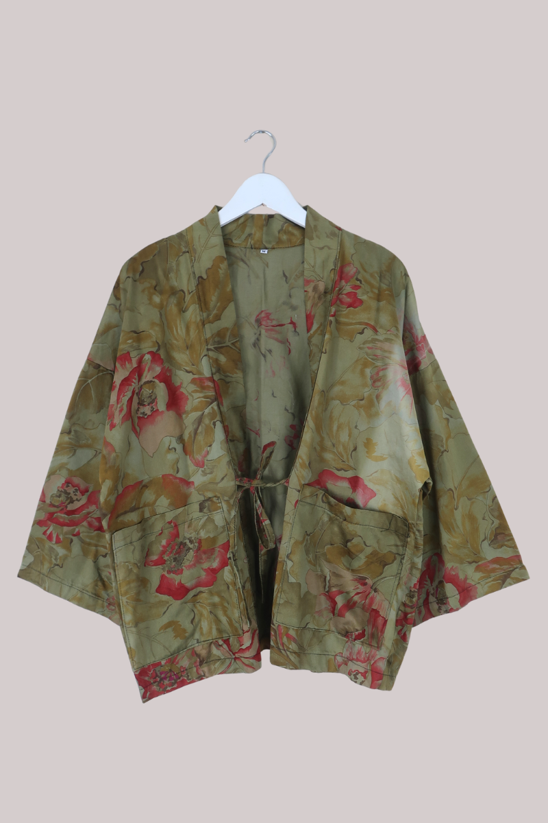 Emmeline Vintage Curtain Jacket in Olive Garden