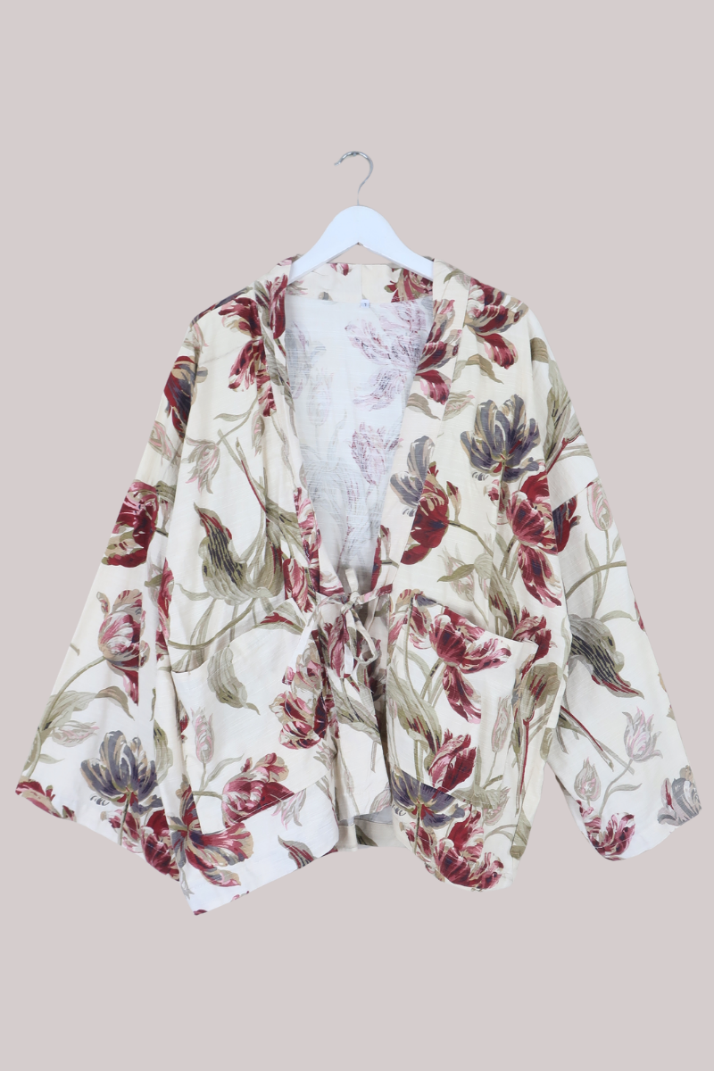 Emmeline Vintage Curtain Jacket in Painted Poppies