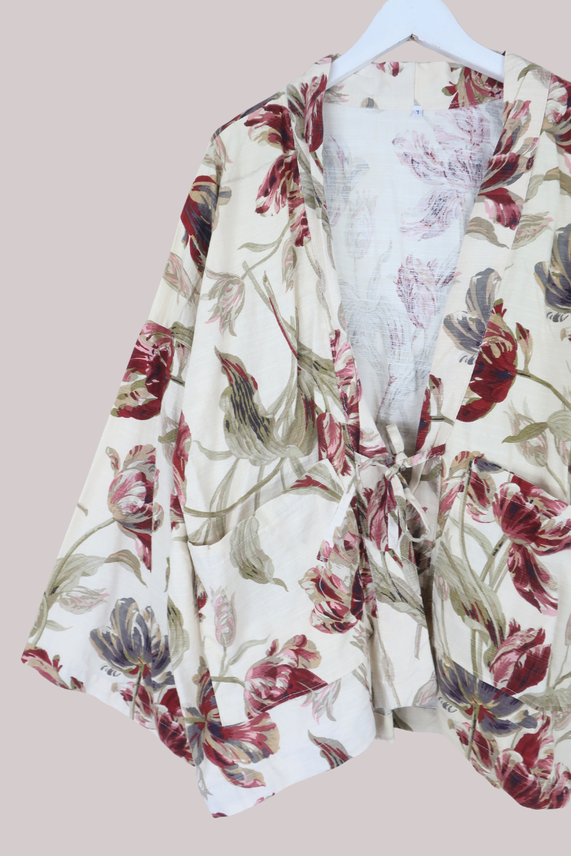 Emmeline Vintage Curtain Jacket in Painted Poppies