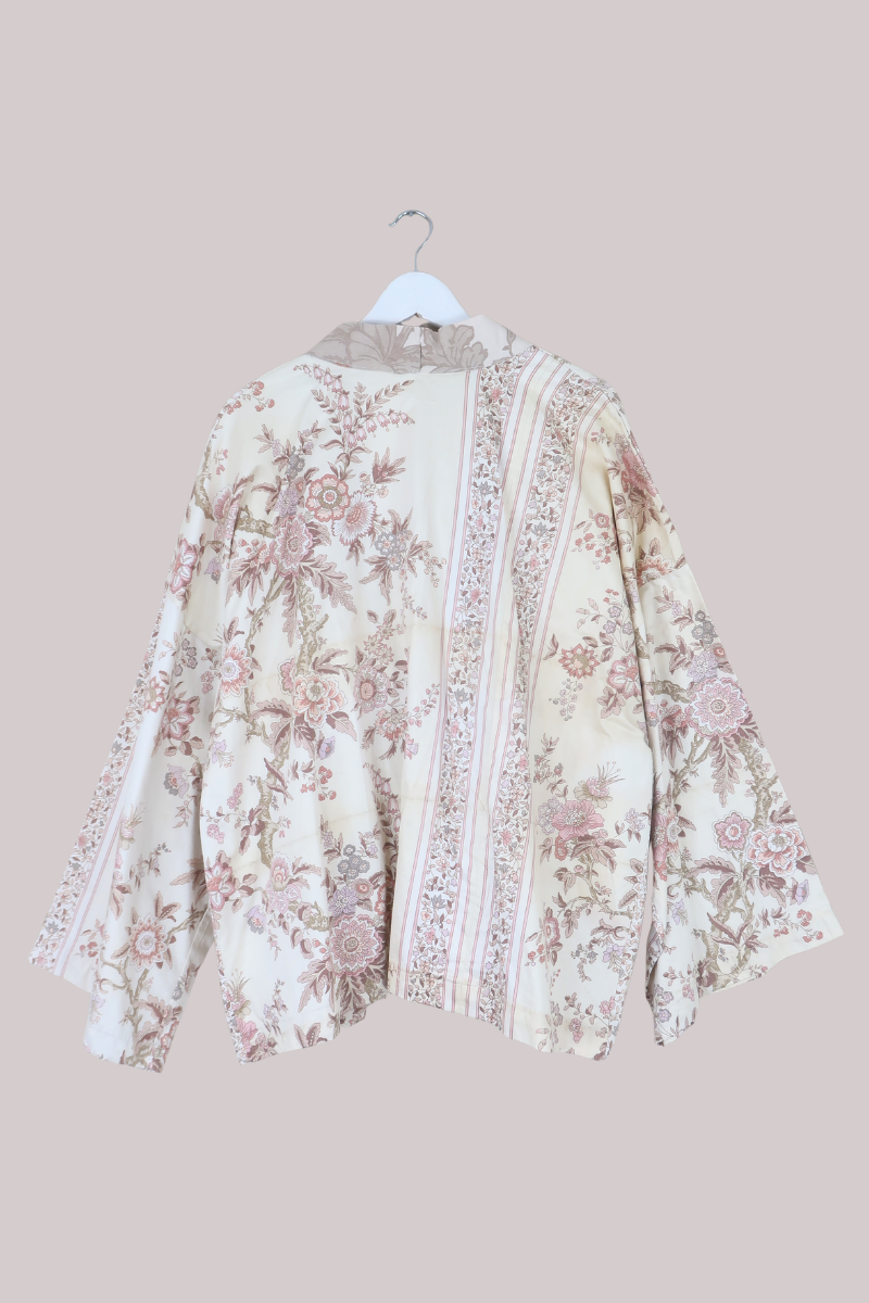 Emmeline Vintage Curtain Jacket in Mauve Ceramic Florals