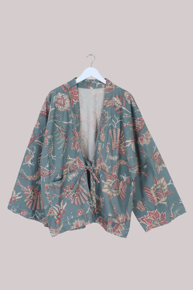 Emmeline Vintage Curtain Jacket in Parisian Blue