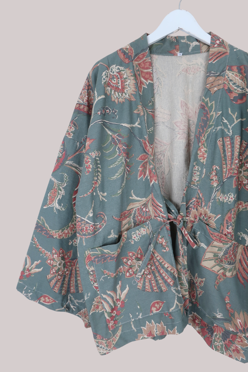 Emmeline Vintage Curtain Jacket in Parisian Blue