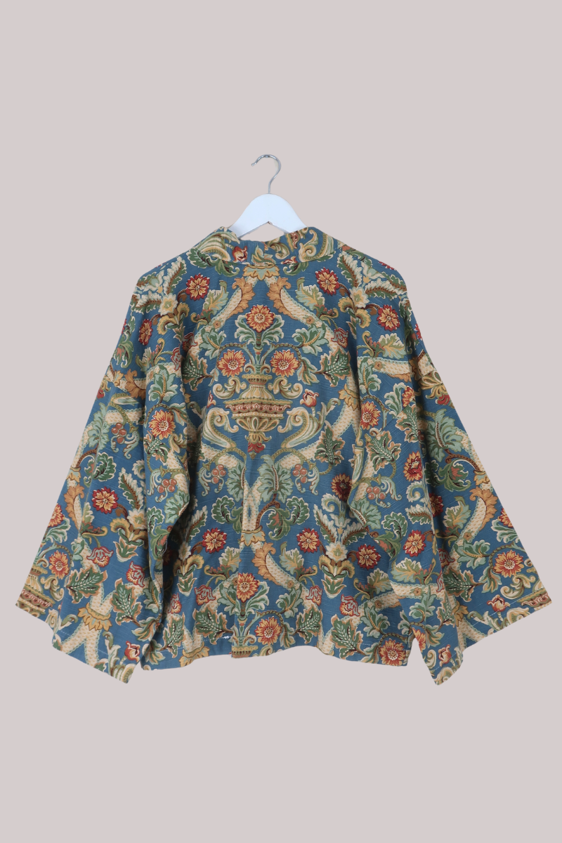 Emmeline Vintage Curtain Jacket in Roman Blue