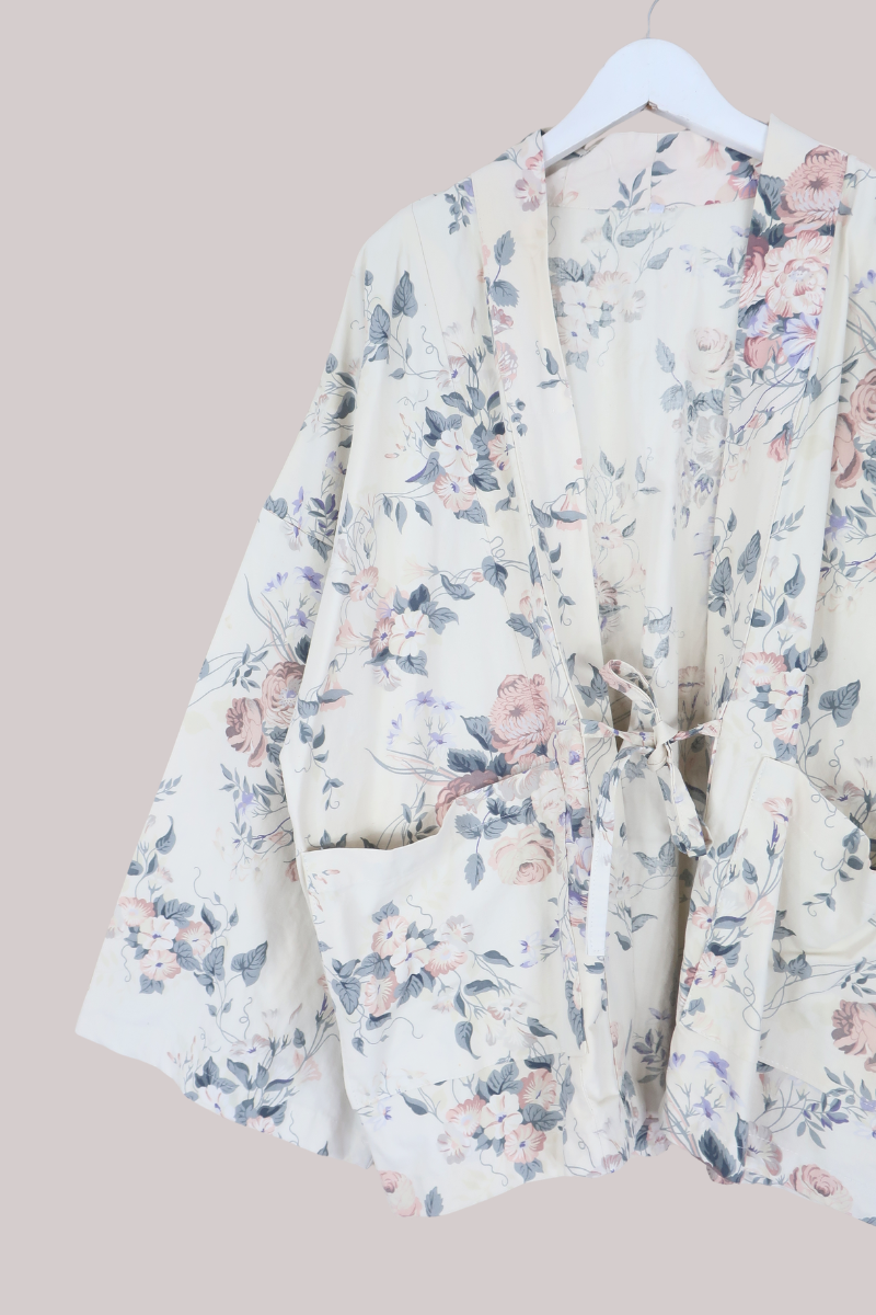 Emmeline Vintage Curtain Jacket in Salt White Wildflowers