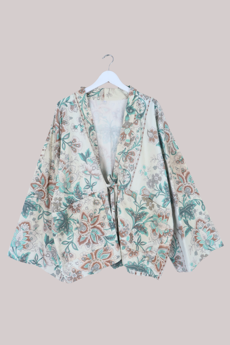 Emmeline Vintage Curtain Jacket in Sea Breeze Blue