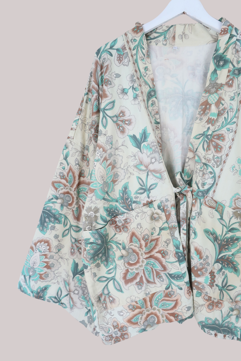 Emmeline Vintage Curtain Jacket in Sea Breeze Blue