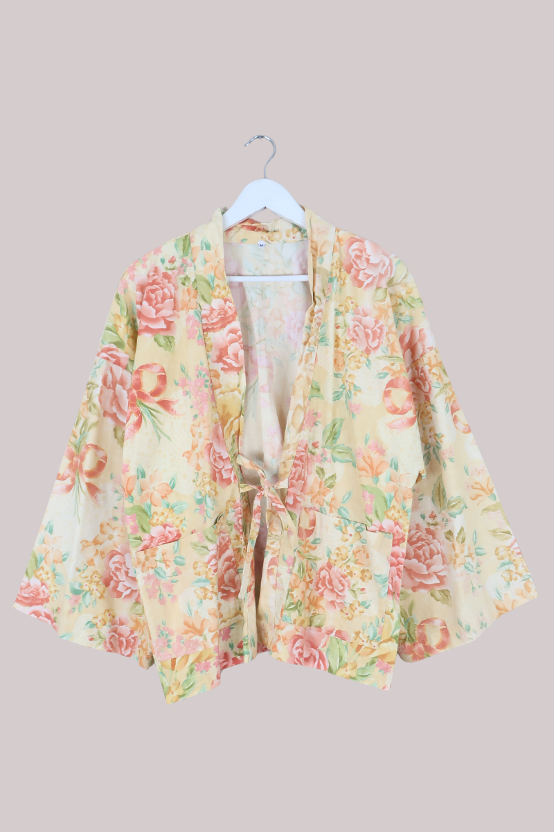 Emmeline Vintage Curtain Jacket in Sunrise Ribbon Bouquet